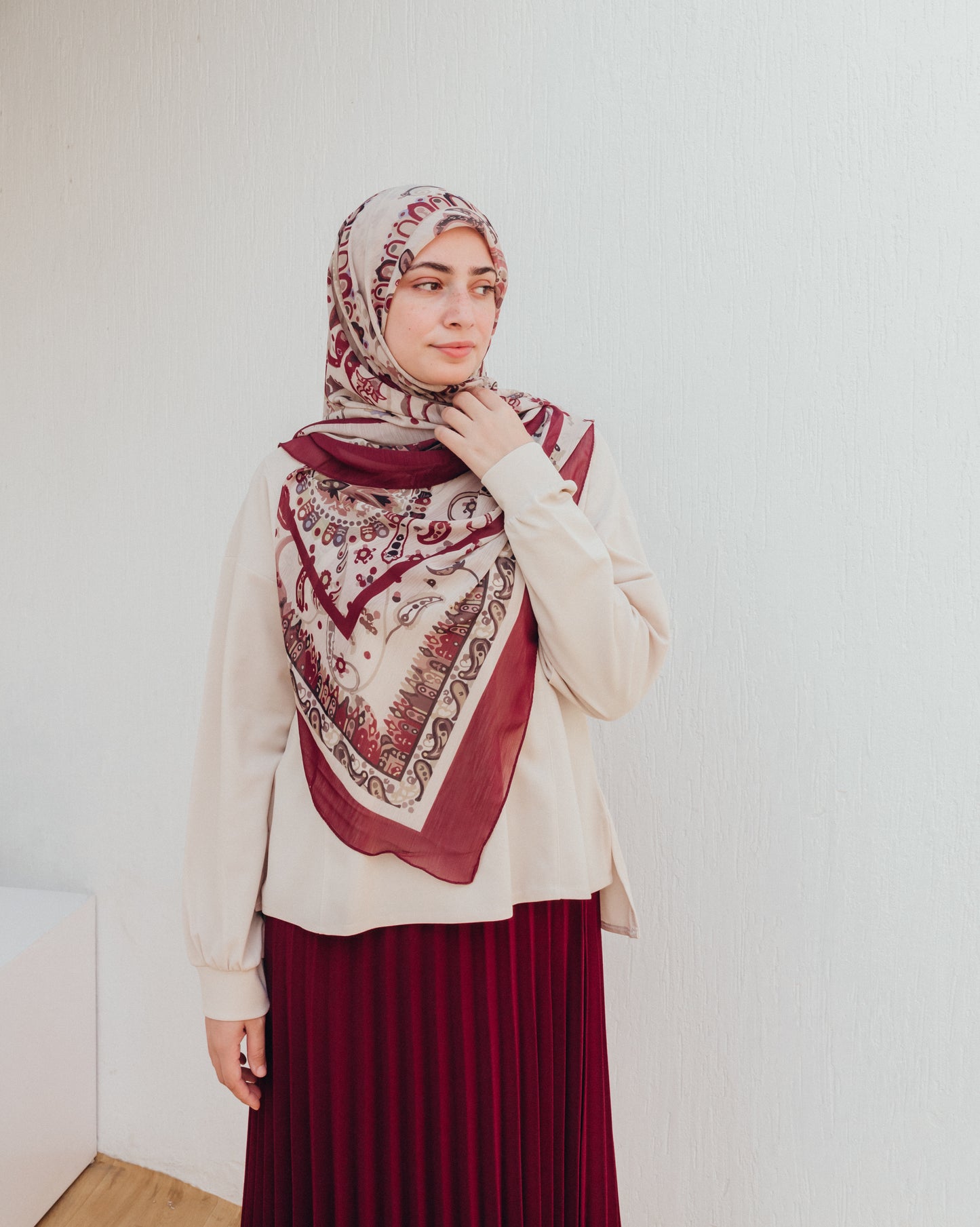 M1224-1-حجاب ديجيتال 150 سم-شيفون كريستال-رونق