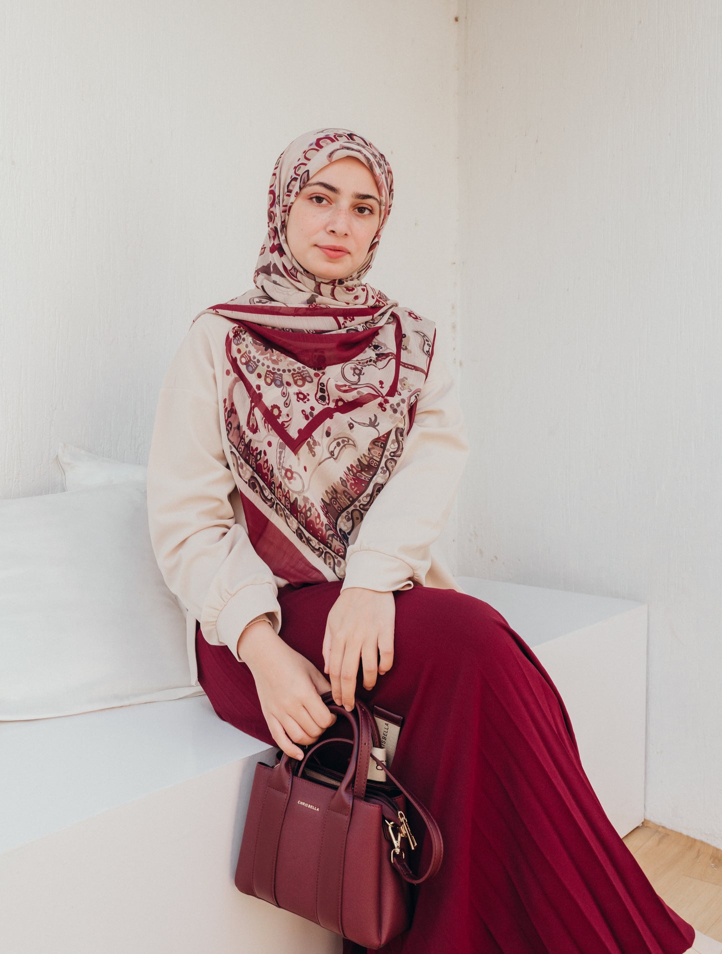 M1224-1-حجاب ديجيتال 150 سم-شيفون كريستال-رونق
