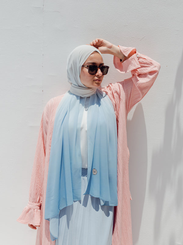 Gradient Baby Blue Chiffon Hijab 625-5
