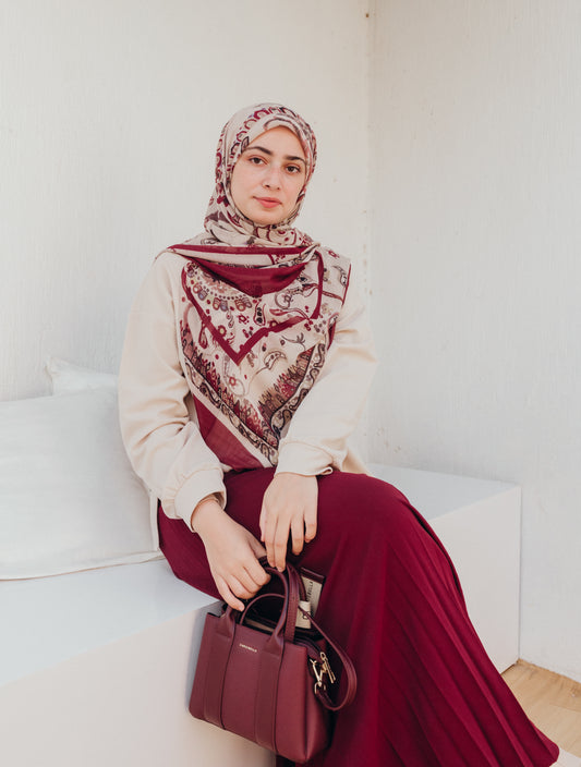 M1224-1-حجاب ديجيتال 150 سم-شيفون كريستال-رونق