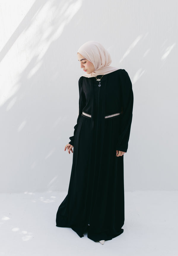 AB-22-205 عباية طورشون وسستة كريب ناعم