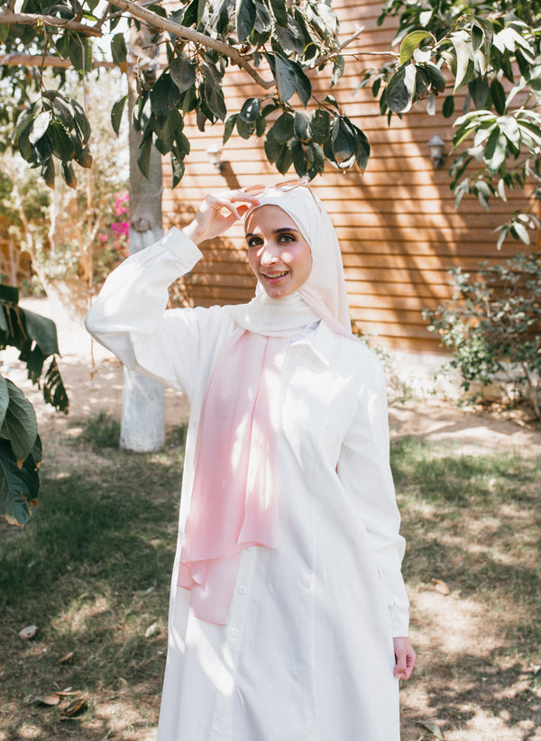 Gradient Rose Powder Chiffon Hijab 625-6